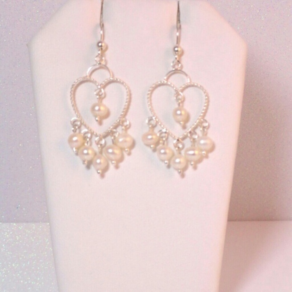 Sterling Silver Freshwater Pearl Dangle Earrings - Picture 2 of 4